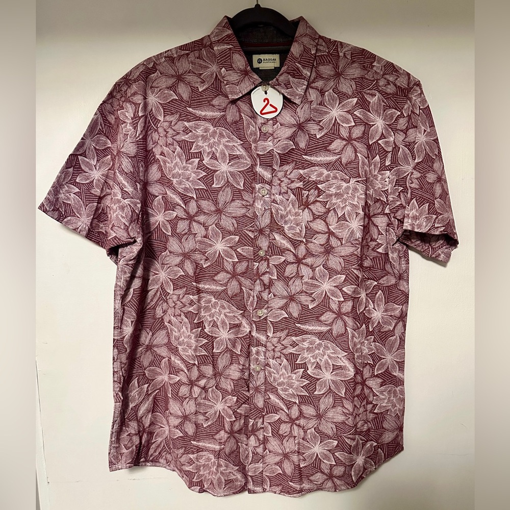 Haggar Clothing Printed Chamblay Button Down Shirt size L